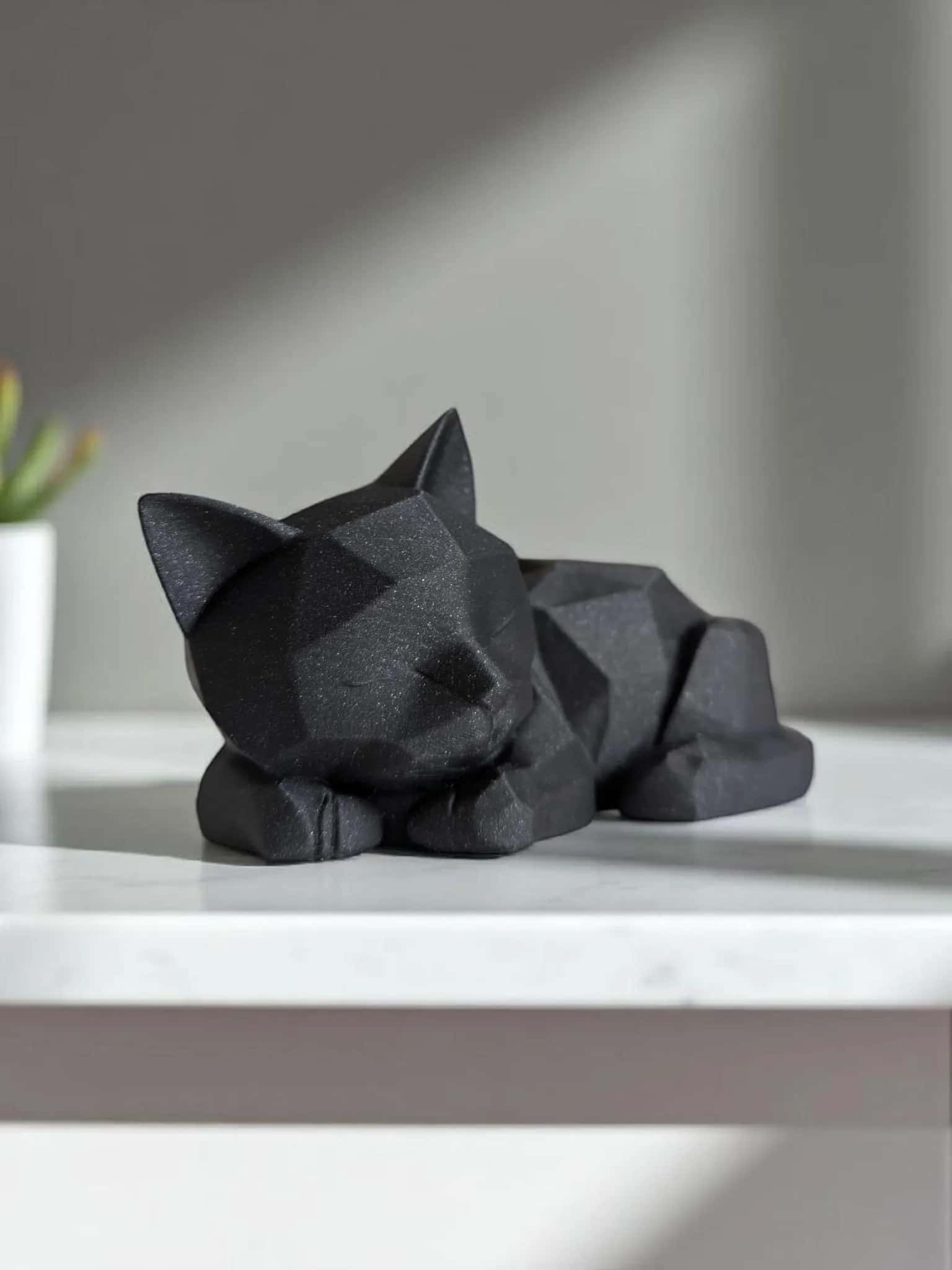 Low Poly Kätzchen 3D Druck | Schlafende Katzen Figur